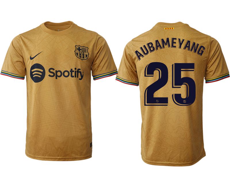 Men 2022-2023 Club Barcelona away aaa version yellow #25 Soccer Jersey
